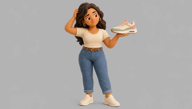 woman thinking w shoe